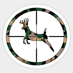 Hunter gifts, Hunting, Illustration, camouflage deer, scope Sticker